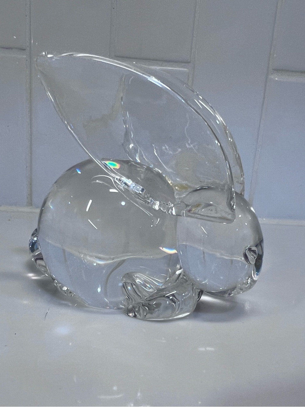 Steuben Crystal Art Glass Figurine Long Ear Bunny Rabbit Paperweight